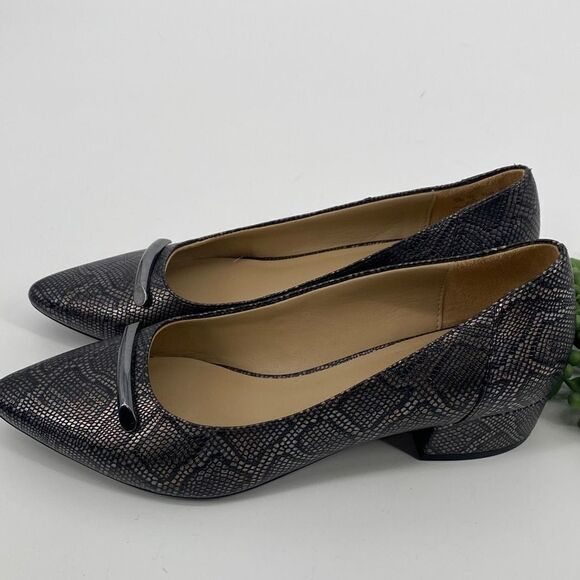 Naturalizer feather snake bronze metallic pointed toe, comfort slip -on pump Siz - Picture 3 of 11